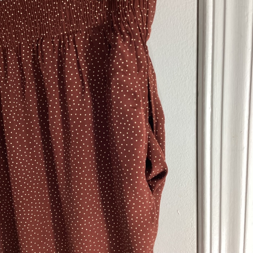 VINTAGE KENNETH MITCHELL WOMAN PLUS 24W RAYON BROWN PANTS WITH TINY POLKA DOTS - Picture 6 of 10
